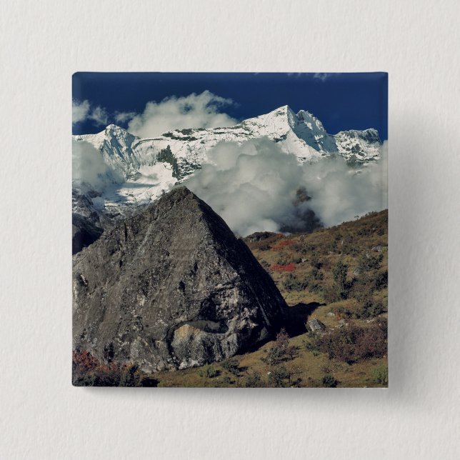 Asien, Nepal, Sagarmatha NP. En buddhistisk bön Knapp (Framsida)