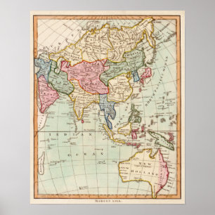 Asien och AustraliaPanoramic karta Poster