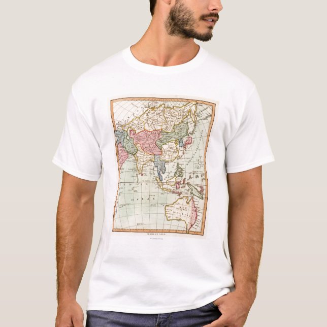 Asien och AustraliaPanoramic karta T-shirt (Framsida)