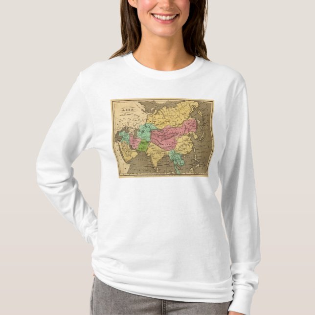 Asien räcker kulör kartbokkarta 2 t shirt (Framsida)