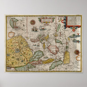 Asien Renaissance-era karta 1596 Poster