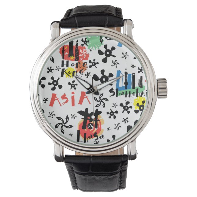 Asien | Symboler Mönster Armbandsur (Framsida)