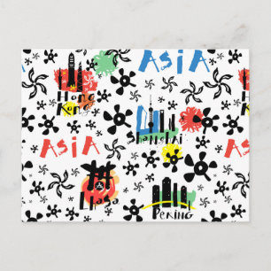 Asien Symboler Mönster Vykort