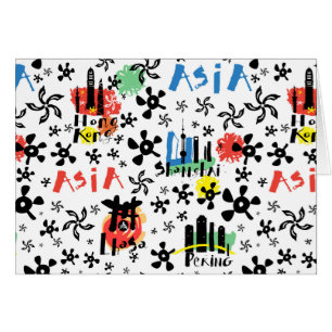 Asien symbolmönster hälsningskort