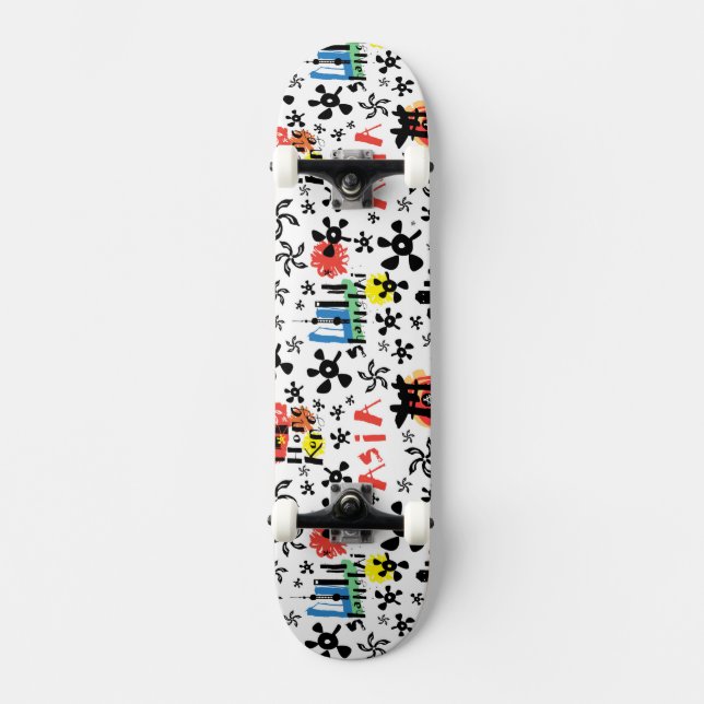 Asien | symbolmönster skateboard bräda 20 cm (Framsida)