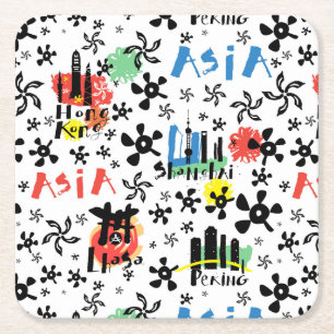Asien symbolmönster underlägg papper kvadrat