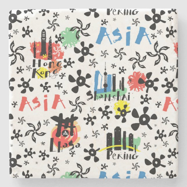 Asien | symbolmönster underlägg sten (Framsidan)