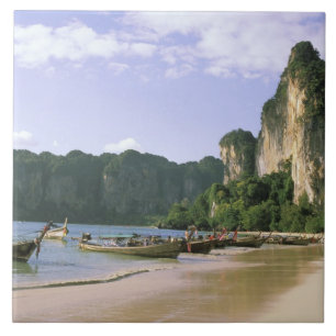 Asien, Thailand, Krabi. Väster Railay Beach, lång Kakelplatta
