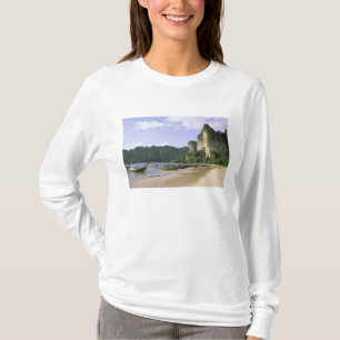 Asien, Thailand, Krabi. Väster Railay Beach, lång Tee