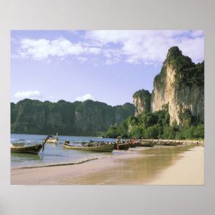 Asien, Thailand, Krabi. West Railay Beach, lång Poster