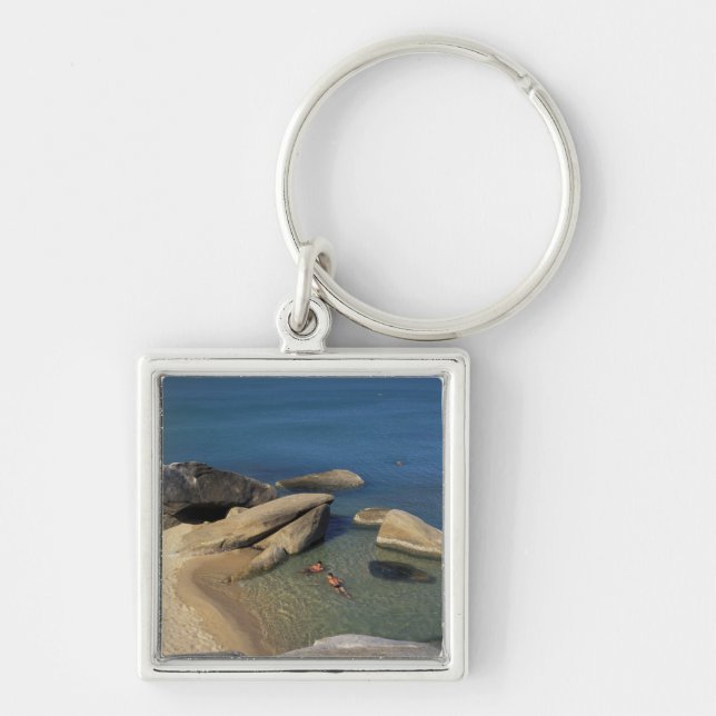 Asien, Thailand, Samui. Strand Fyrkantig Silverfärgad Nyckelring (Framsidan)