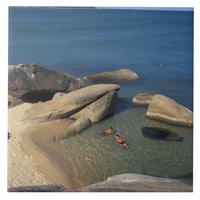 Asien, Thailand, Samui. Strand Kakelplatta (Framsidan)
