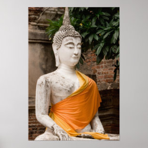 Asien, Thailand, Siam, Buddha vid Ayutthaya Poster