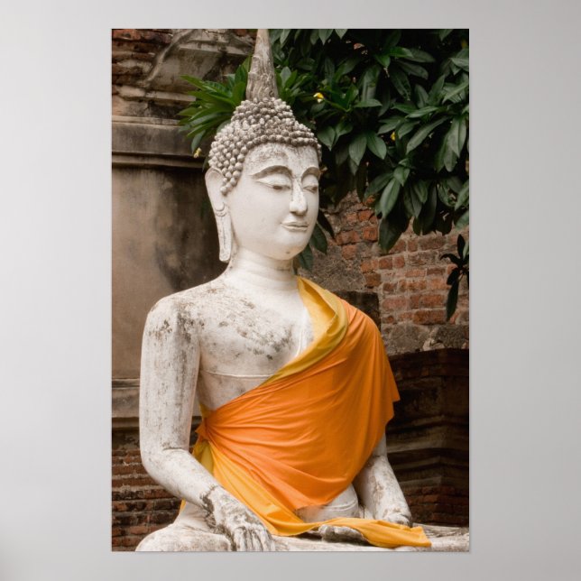 Asien, Thailand, Siam, Buddha vid Ayutthaya Poster (Framsidan)