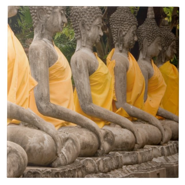 Asien, Thailand, Siam, Buddhas i Ayutthaya Kakelplatta (Framsidan)