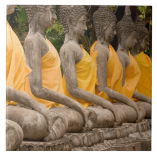 Asien, Thailand, Siam, Buddhor i Ayutthaya Kakelplatta