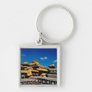 Asien, Tibet, Lhasa, Potala Palace aka Röd Fyrkantig Silverfärgad Nyckelring