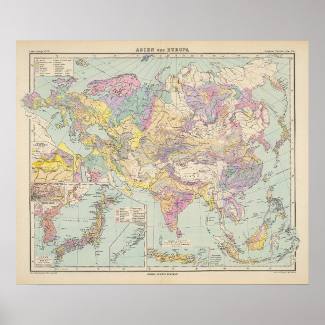 Asien u Europa - Atlas Karta i Asien och Europa Poster (Framsidan)