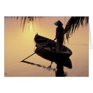 Asien, Vietnam, Mekongdeltat, Can Tho. Kväll Hälsningskort