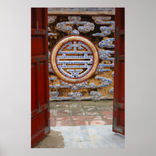 Asien, Vietnam Ornate wall at the Citadel Poster