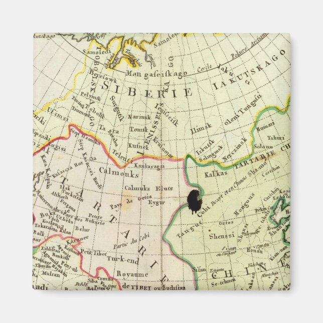 Asiens fysiska karta magnet (Framsidan)