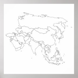 Asiens Karta-kontur Poster