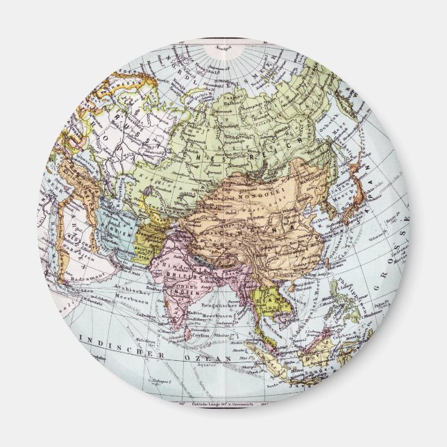 Asiens Karta under 1800-talet Magnet (Framsidan)