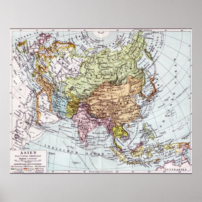 Asiens Karta under 1800-talet Poster (Framsidan)