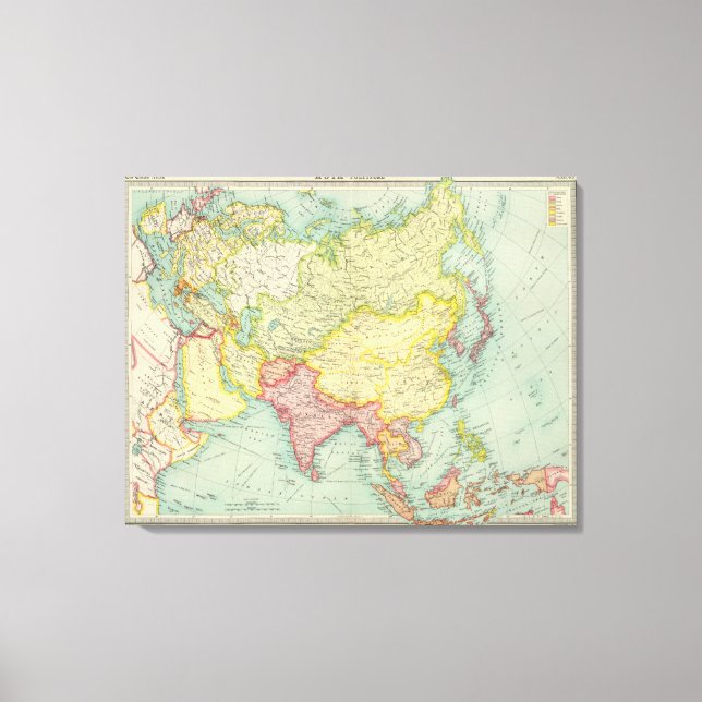 Asiens politiska atlas karta canvastryck (Framsida)