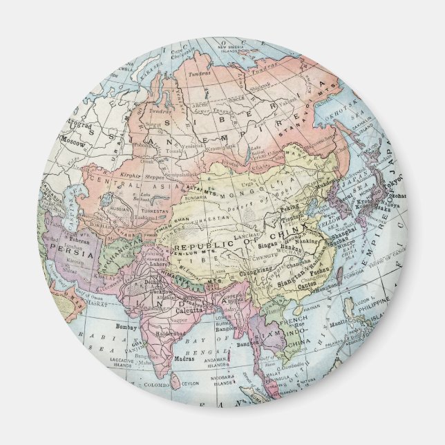 Asiens politiska Karta (1916) Magnet (Framsidan)