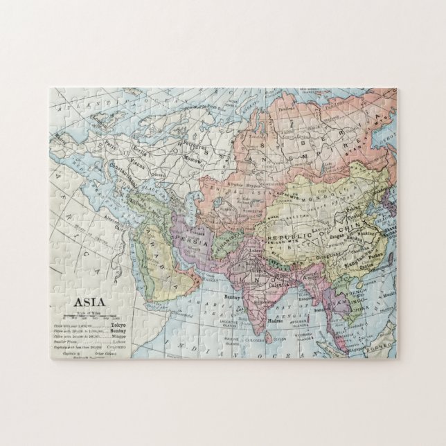 Asiens politiska Karta (1916) Pussel (Horisontell)