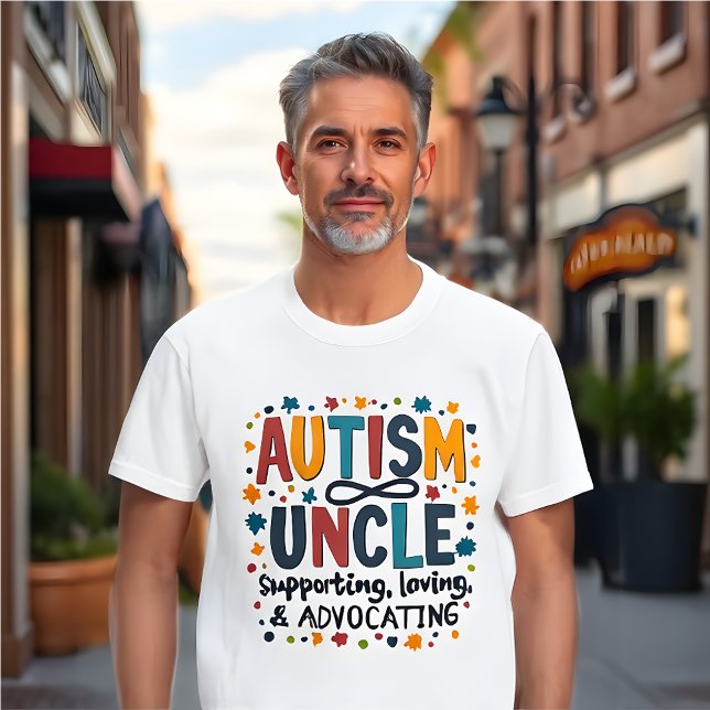 Åsiktsmedvetande: Farbror: Support, Loving T Shirt (Autism Awareness T-Shirt - Uncle)