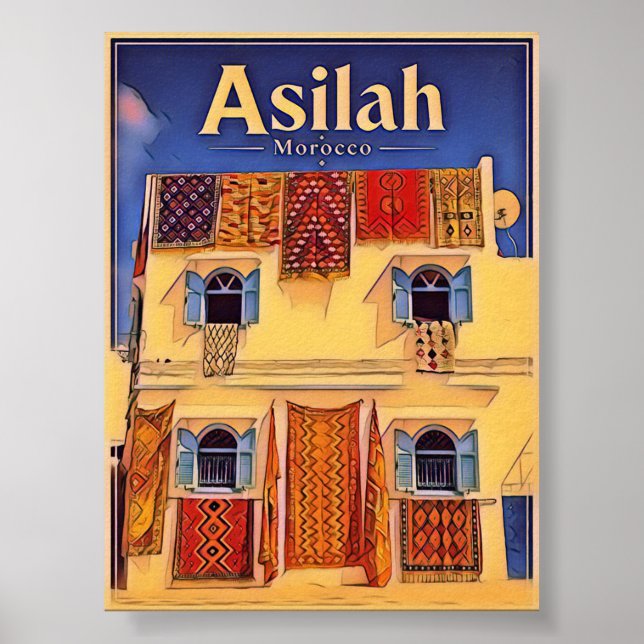 Asilah Marocko blå stad Poster (Framsidan)
