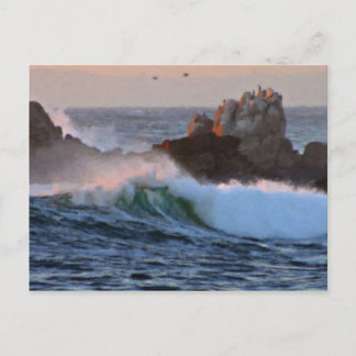 Asilomar Beach Wave Big Sur California Pavisserlig Vykort