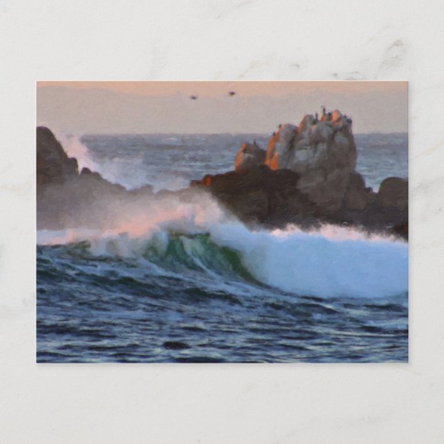 Asilomar Beach Wave Big Sur California Pavisserlig Vykort (Framsida)