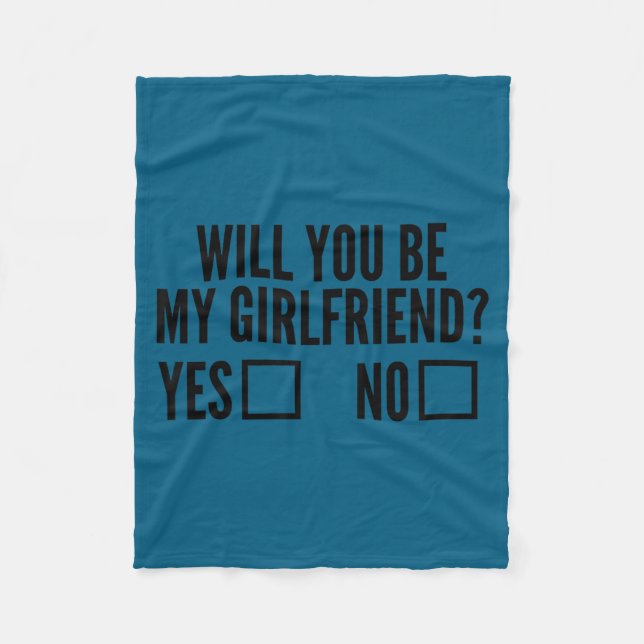 Ask Her Will You Be My Girlfriend Valentine's Day  Fleecefilt (Framsidan)
