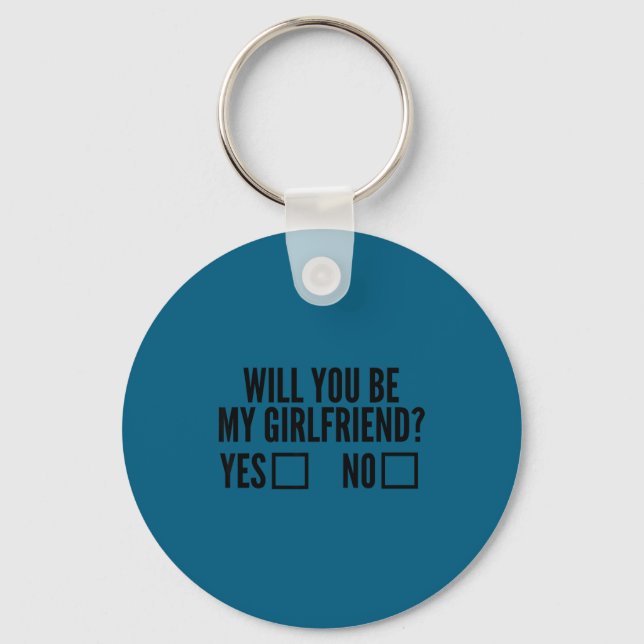 Ask Her Will You Be My Girlfriend Valentine's Day  Nyckelring (Framsida)