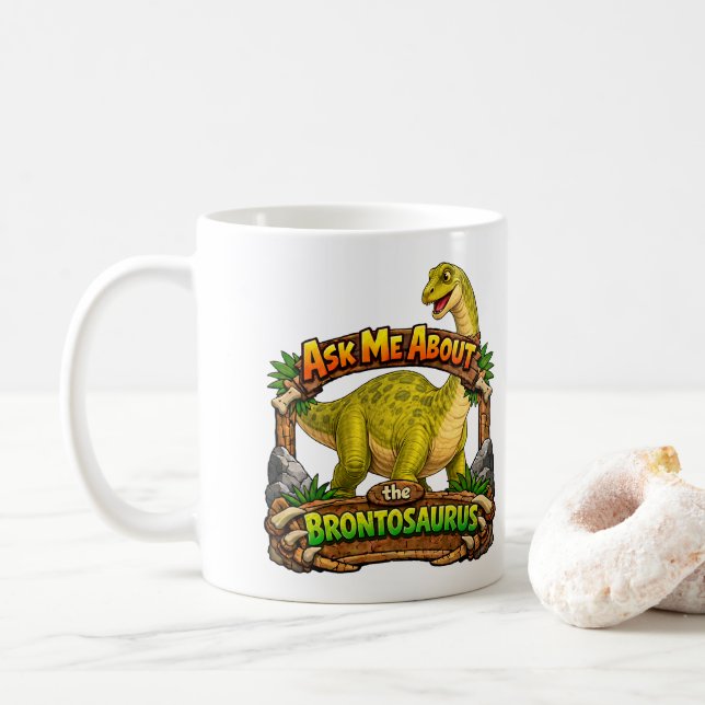 Ask Me About Brontosaurus | Hot Chocolate | Kaffemugg (Med munk)