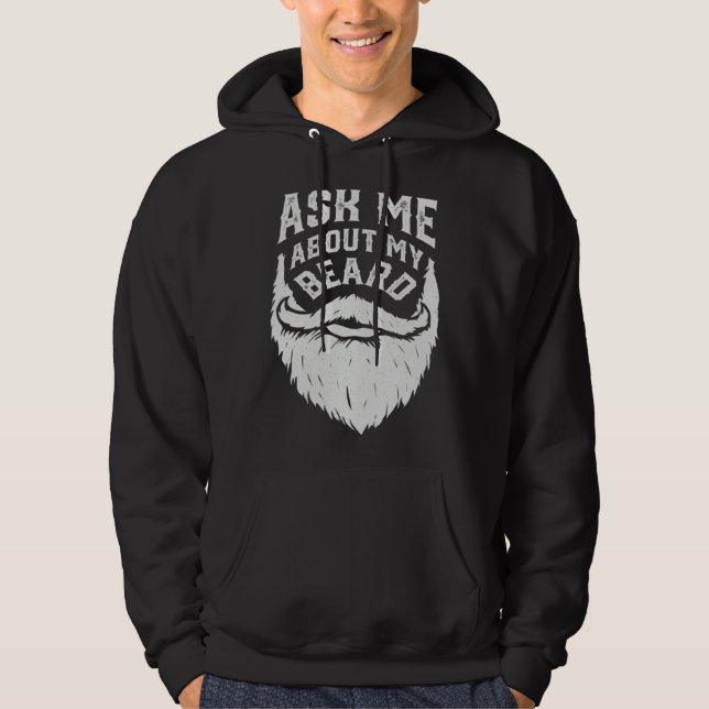 Ask Me About My Beard  Sarcastic Boys Men Hoodie (Framsida)