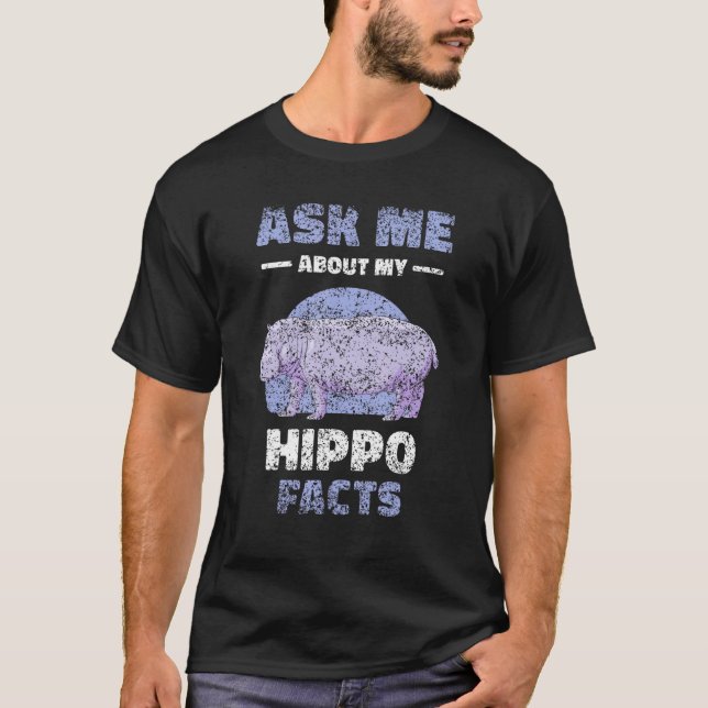 Ask Me About My Hippo Facts Hippopotamus Saying Hi T Shirt (Framsida)