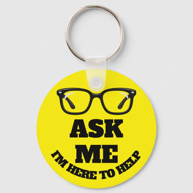 Ask Me Conference Button–Nätverkande & Evenemangsb Nyckelring (Framsida)