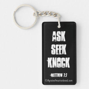 ASK SEEK KNOCK Bibelcitat Nyckelring