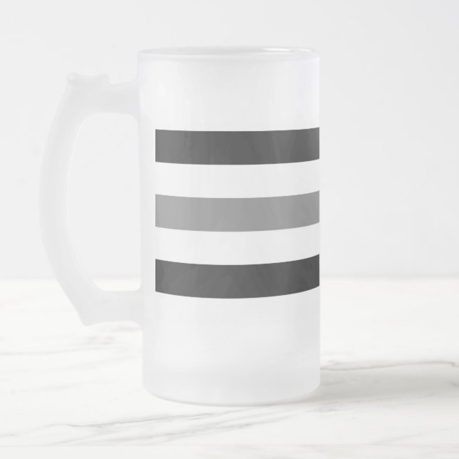 Ask Svart och vit randig design  Frostat Ölglas (Vänster)