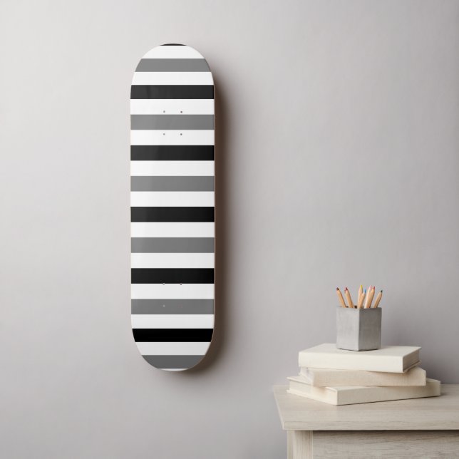 Ask Svart och vit randig design  Mini Skateboard Bräda 18,5 Cm (Väggkonst)