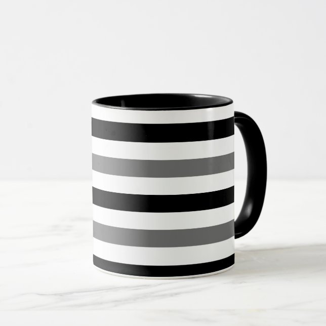 Ask Svart och vit randig design  Mugg (Framsida höger)