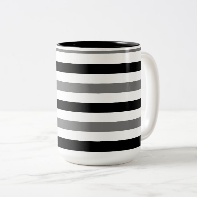 Ask Svart och vit randig design  Två-Tonad Mugg (Framsida höger)