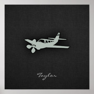 Aska Grått Flygplan Poster