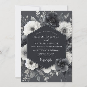 Asketiskt gotisk Flora Bröllop Inbjudningar