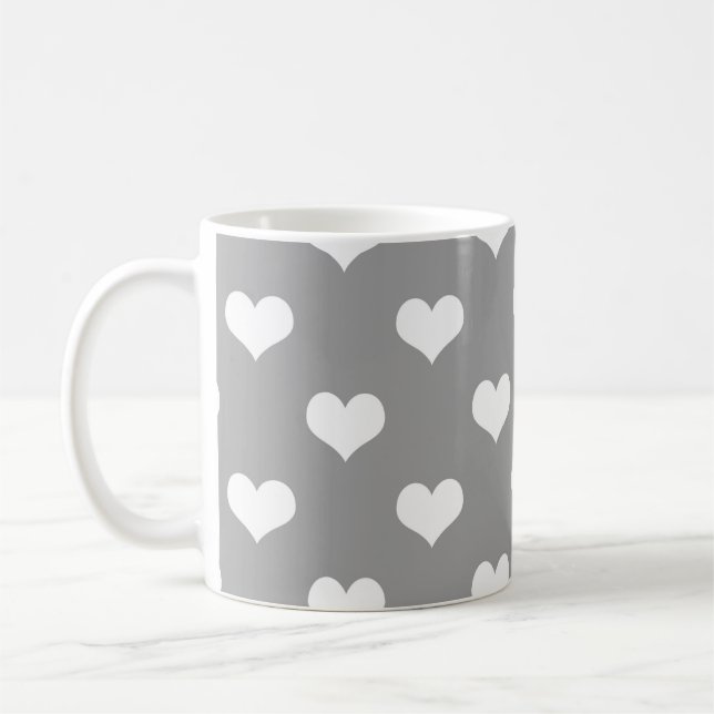 Askgrå kärlek hjärta mönsterdesign  kaffemugg (Vänster)