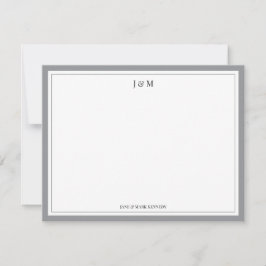 Askgrå klassisk anpassad monogram för par anteckningskort